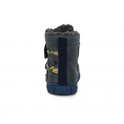 D.D. step chlapčenská detská celokožená zimná obuv W049-607M Royal Blue